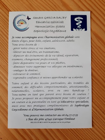 Sandra Garcia-Dalby Sophrologue Praticienne Harmonisation Globale éducatrice Spécialisée, Praticien de Médecine Alternative à Laroque-Timbaut