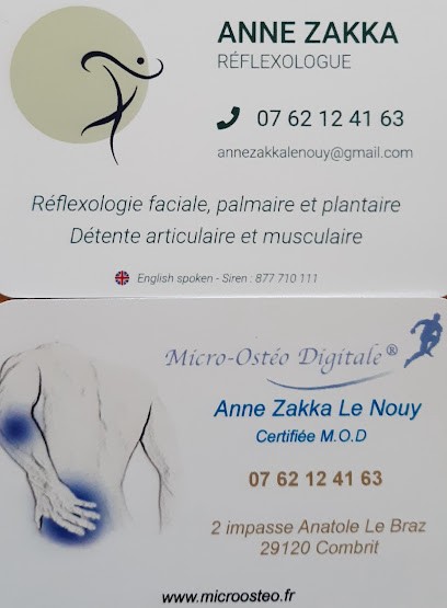 Anne Zakka Le Nouy - Thérapeute en Micro-Ostéo Digitale et Réflexologue, Réflexologue à Combrit