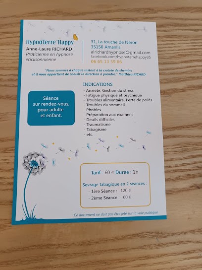 HypnoTerre'Happy - Hypnose Ericksonnienne- Anne-Laure RICHARD- Proximité Janzé, Amanlis., Hypnothérapeute à Amanlis